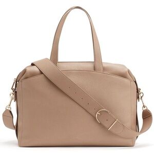 Cuyana Overnight Bag - cappuccino pebbled leather